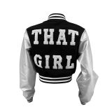 Fashion Embroidery Splicing Slim Baseball Jacket IV-8431