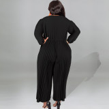 Plus Size Solid Color Single Shoulder Jumpsuit GDAM-218301