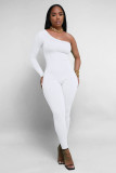 Solid Color Single Shoulder Slim Jumpsuit MZ-2809