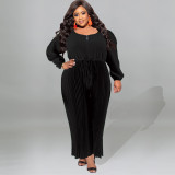 Plus Size Solid Color Single Shoulder Jumpsuit GDAM-218301