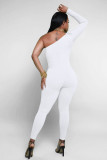 Solid Color Single Shoulder Slim Jumpsuit MZ-2809