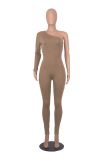 Solid Color Single Shoulder Slim Jumpsuit MZ-2809