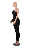 Solid Color Single Shoulder Slim Jumpsuit MZ-2809