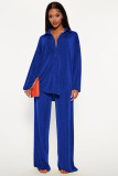Fashion Solid Color Long Sleeve Wide Leg Two Piece Pants Set YD-8778