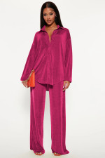 Fashion Solid Color Long Sleeve Wide Leg Two Piece Pants Set YD-8778