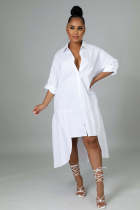 Fashion Solid Loose Irregular Shirt Dress WSM-5346