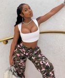 High Waist Camouflage Pocket Multicolor Pants GSMJ-6931