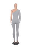 Solid Color Single Shoulder Slim Jumpsuit MZ-2809