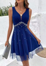 Sexy Sleeveless Beaded Sling Midi Dress XHXF-370