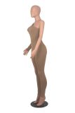 Solid Color Single Shoulder Slim Jumpsuit MZ-2809