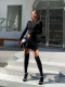 Solid Color Knits Long Sleeve Mini Dress(With Stockings) FL-23356