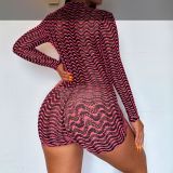 Striped Color Block Long Sleeve Romper FL-23437