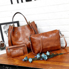 Solid Color Tote Shoulder Crossbody Bag Four Piece Set HCFB-31209