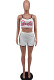 Letter Print Sling Vest And Shorts Sport 2 Piece Set XHXF-8683