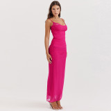 Lace Mesh Suspender Maxi Dress FL-23451