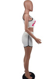 Letter Print Sling Vest And Shorts Sport 2 Piece Set XHXF-8683