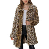Leopard Print Long Sleeve Loose Plush Jacket NK-8629