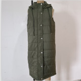 Plus Size Solid Hooded Single Breasted Cotton-padded Clothes Jacket GOFY-BK4567