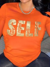 Letter Print Long Sleeve T Shirt SH-390769