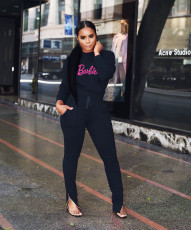 Letter Print Long Sleeve Pants Two Piece Set CXLF-8156
