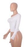 Solid Color Single Shoulder Long Sleeve T Shirt MZ-2811