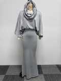 Plus Size Solid Color Hooded Fishtail Skirt Two Piece Set NY-10615