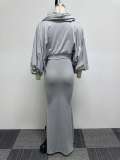 Plus Size Solid Color Hooded Fishtail Skirt Two Piece Set NY-10615