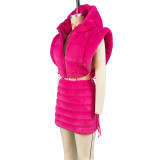 Hooded Short Tie Up Warm Vest Coat ZSD-0625