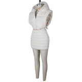 Hooded Short Tie Up Warm Vest Coat ZSD-0625