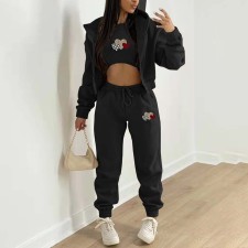 Christmas Padded Printed Hooded Sweatshirt Sport Three Piece Pants Set TK-001