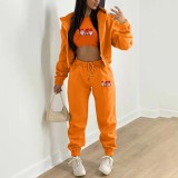 Christmas Padded Printed Hooded Sweatshirt Sport Three Piece Pants Set TK-001