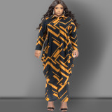 Plus Size Long Sleeve Long Cardigan And Pants Two Piece Set GDAM-218313