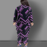 Plus Size Long Sleeve Long Cardigan And Pants Two Piece Set GDAM-218313