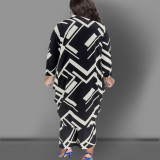 Plus Size Long Sleeve Long Cardigan And Pants Two Piece Set GDAM-218313