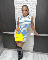 Stripe Sleeveless Sweater Mini Dress CL-6180