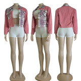 Corduroy Plaid Print Patchwork Casual Jacket CY-6154