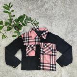 Corduroy Plaid Print Patchwork Casual Jacket CY-6154