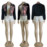 Corduroy Plaid Print Patchwork Casual Jacket CY-6154