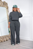 Solid Color Sweatshirt And Pants Thickened 2 Piece Set  AIL-253