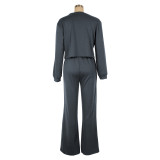 Solid Color Sweatshirt And Pants Thickened 2 Piece Set  AIL-253