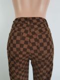 Plus Size Plaid Print Casual Split Pants LSL-0014