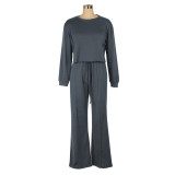 Solid Color Sweatshirt And Pants Thickened 2 Piece Set  AIL-253