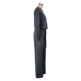 Solid Color Sweatshirt And Pants Thickened 2 Piece Set  AIL-253