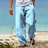 Men Plus Size Solid Hip Hop Straight Leg Pants GXWF-23057
