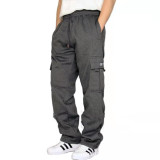 Men's Plus Size Solid Plush Tie Up Casual Padded Pant GXWF-cx01