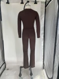 Casual Solid Color Woolen Knit Two Piece Pants Set MOF-8933