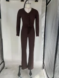 Casual Solid Color Woolen Knit Two Piece Pants Set MOF-8933