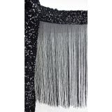 Solid Color Sequin Tassel Long Sleeve Mini Dress BY-6611