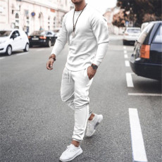 Men's Casual Solid Color Long Sleeve Two Piece Pants Set GXWF-p