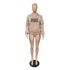PINK Letter Padded Thicker Hooded Sweatshirts YIM-365